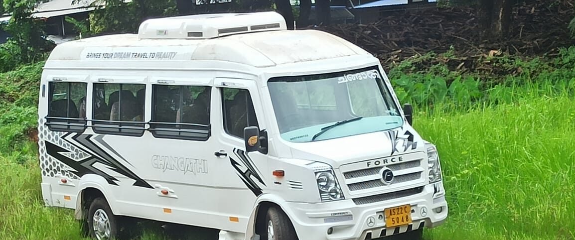 Force tempo traveller with a rooftop air conditioning unit, Kerala
