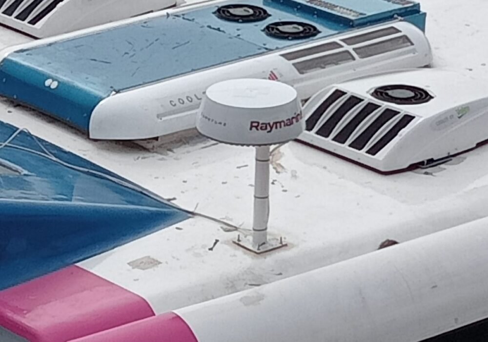 Marine air conditioning units fitted on the roof of a passenger vessel in Kochi